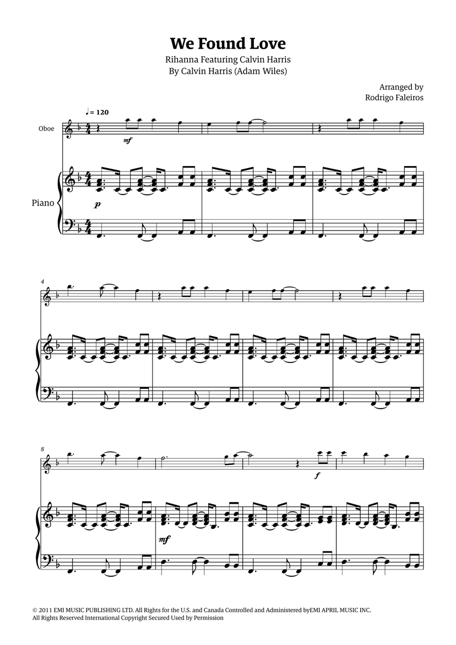 We Found Love Piano scores gallery preview page 1