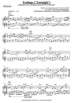 Feelings ("Nostalgii") - arr. for G-clef piano/harp (GCP/GCH) (from my Piano album vol. 2) - full sc