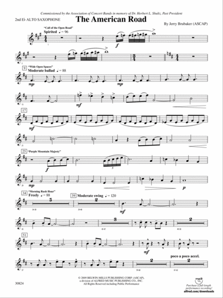 The American Road: 2nd E-flat Alto Saxophone Concert Band scores gallery preview page 1