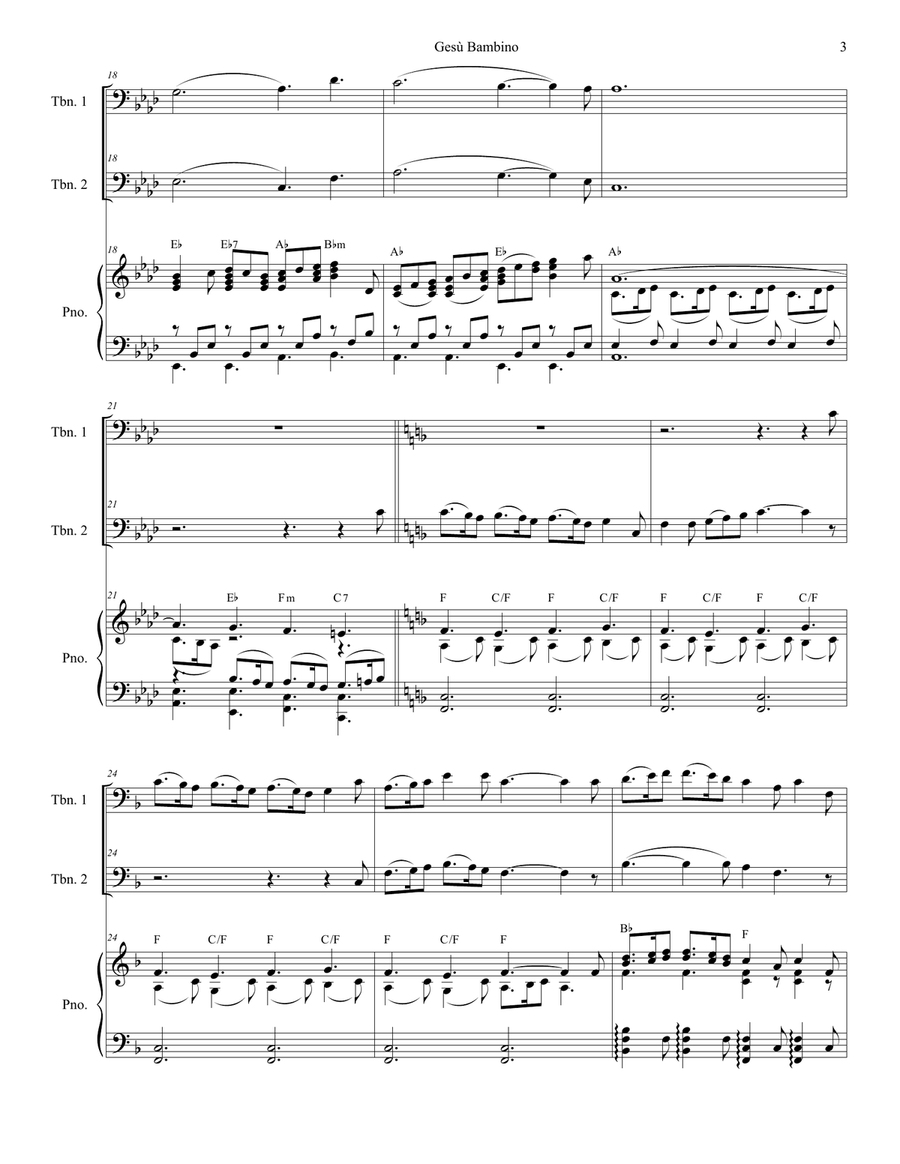 Gesu Bambino (Trombone Duet) Trombone Duet scores gallery preview page 4