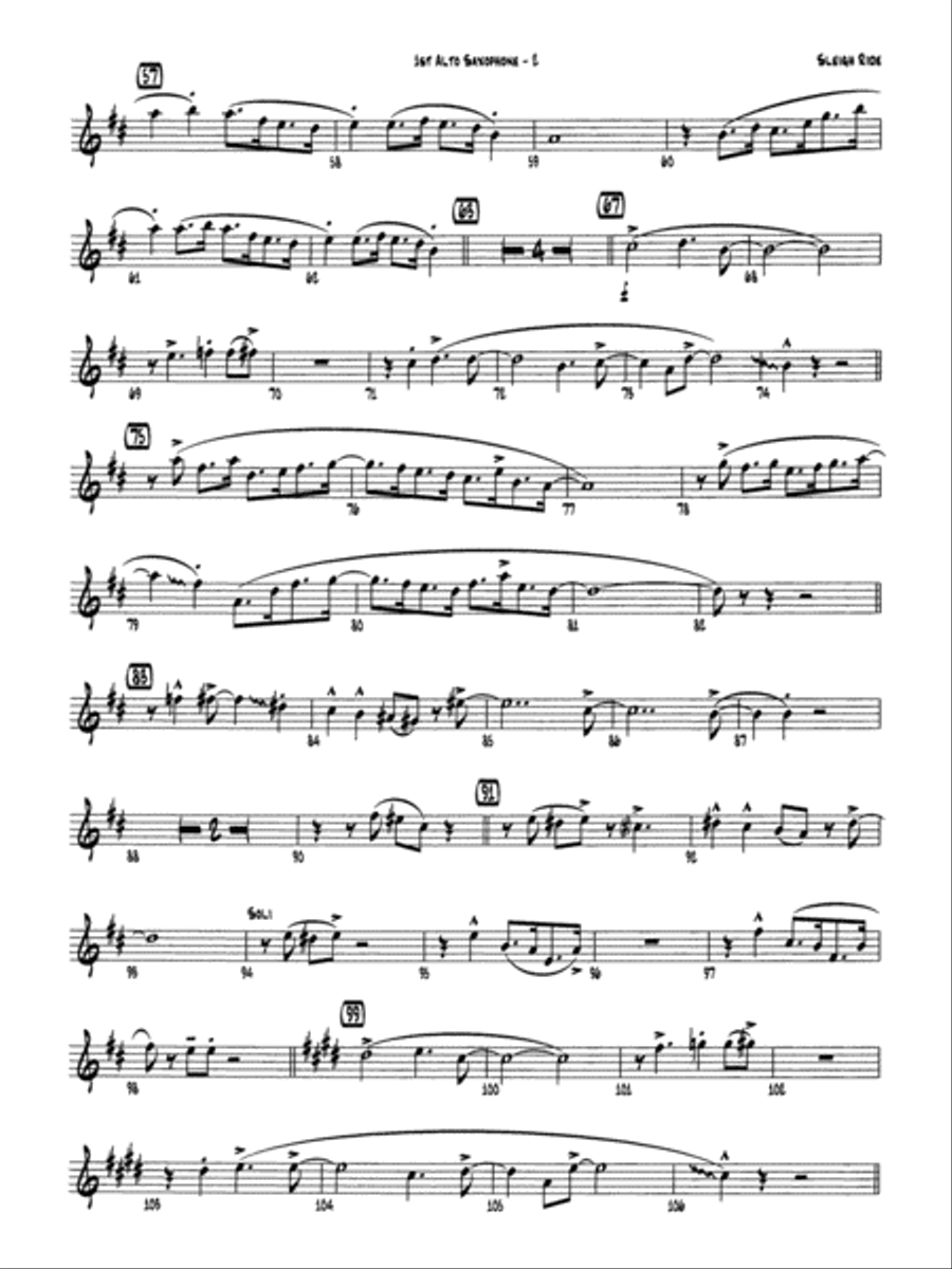 Sleigh Ride: E-flat Alto Saxophone Jazz Ensemble scores gallery preview page 2