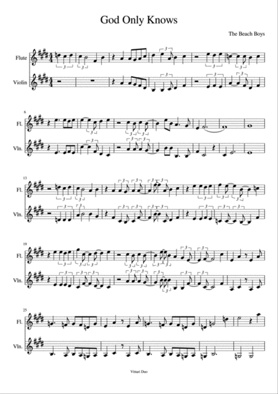 God Only Knows Flute scores gallery preview page 1