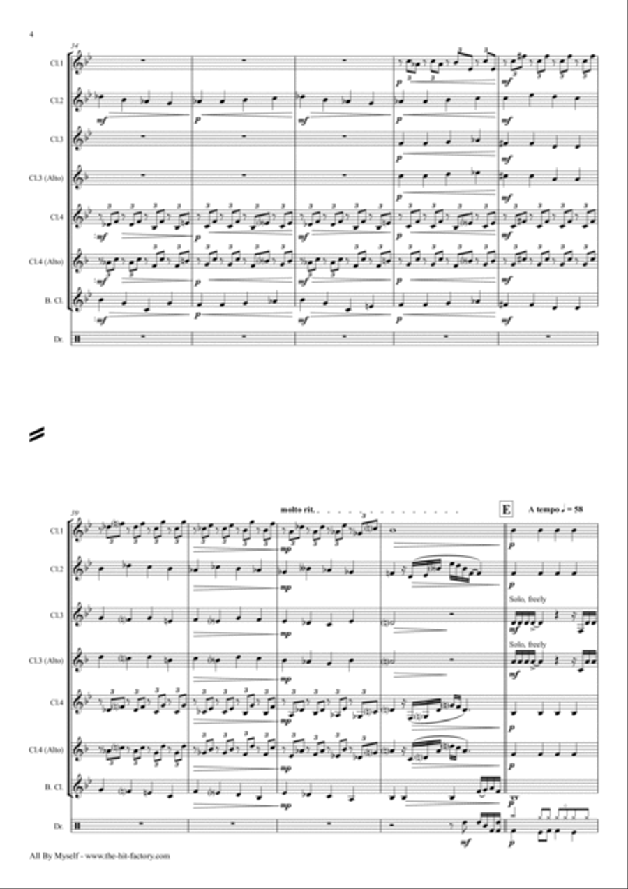 All By Myself Woodwind Ensemble scores gallery preview page 4
