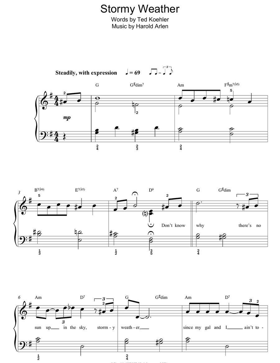 Stormy Weather (Keeps Rainin' All The Time) Easy Piano scores gallery preview page 1