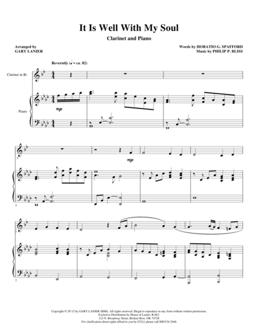 Gary Lanier: 3 BEAUTIFUL HYMNS, Set IV (Duets for Bb Clarinet & Piano) image number null