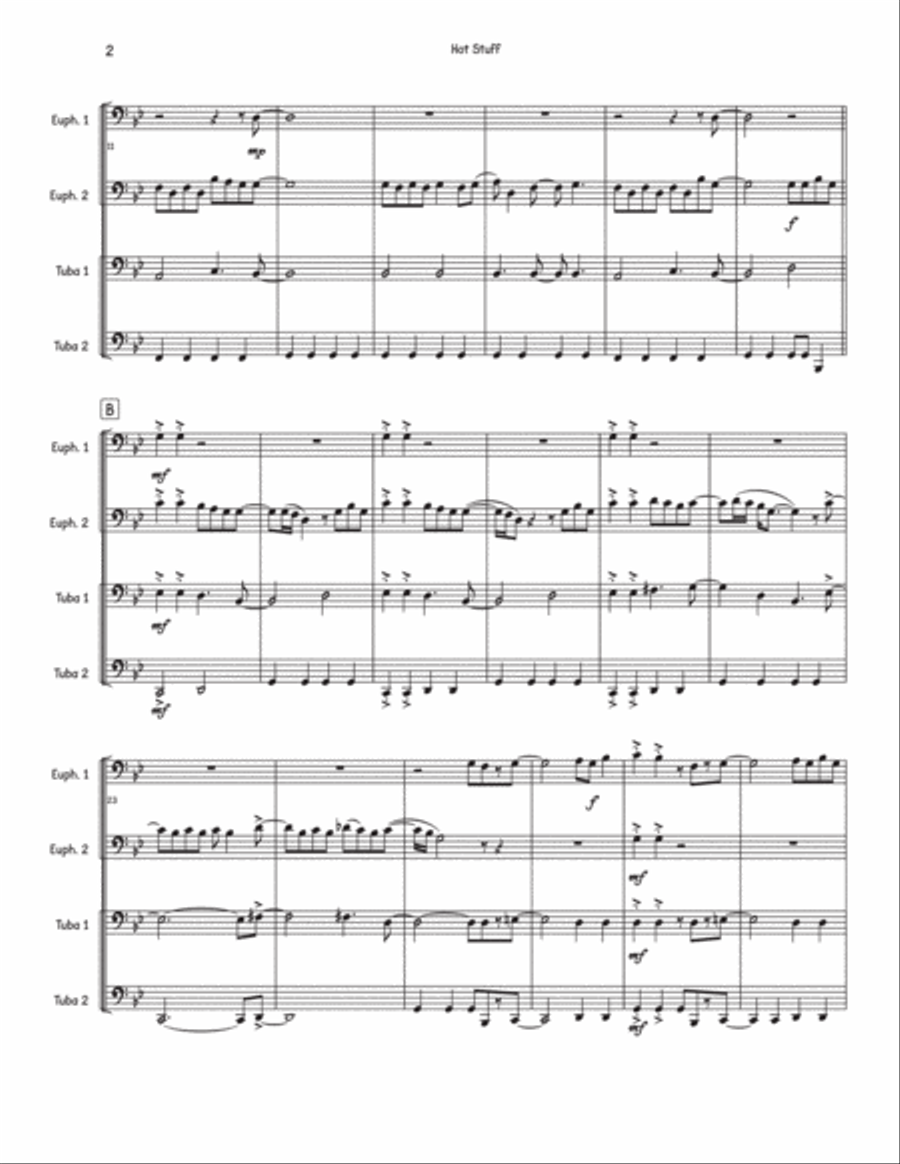 Hooked (Hot Stuff) Brass Quartet scores gallery preview page 2
