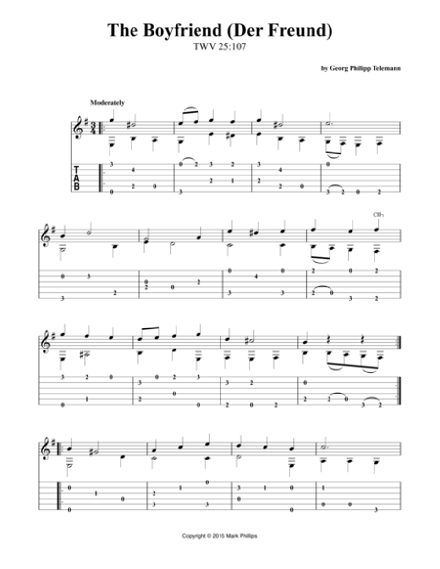 The Boyfriend (Der Freund) Classical Guitar scores gallery preview page 1