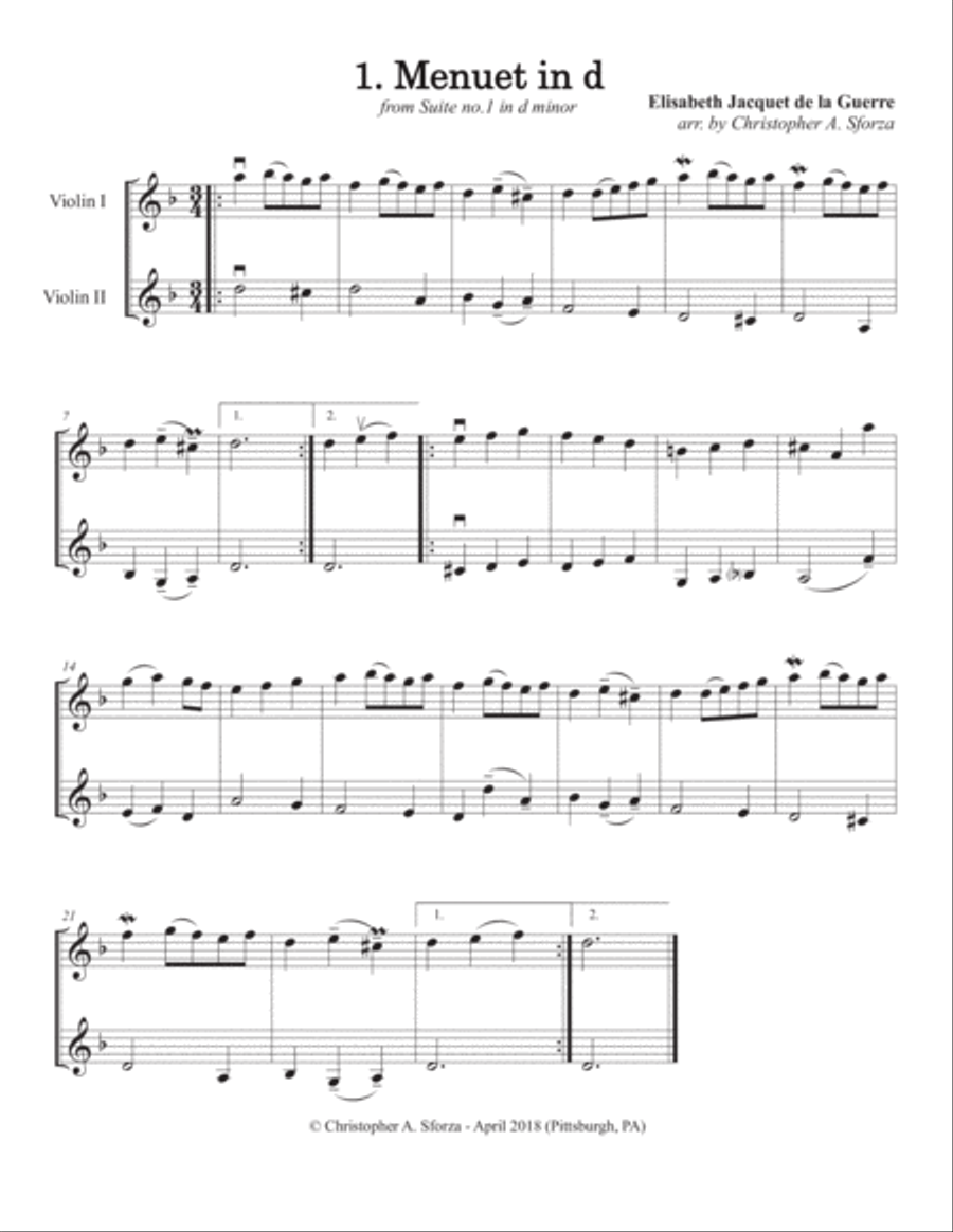 Six Violin Duets after La Guerre String Duet scores gallery preview page 2