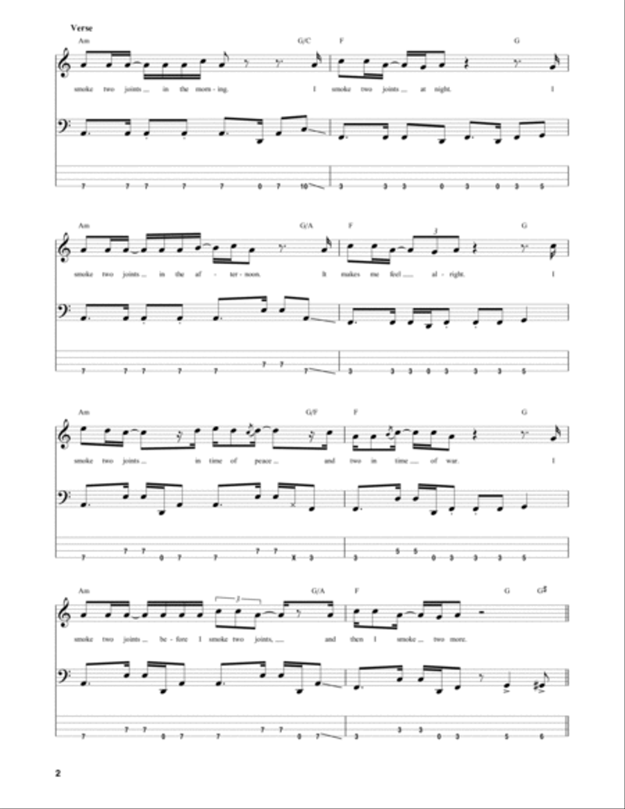 Smoke Two Joints Smoke Two Joints Guitar Tablature scores gallery preview page 2