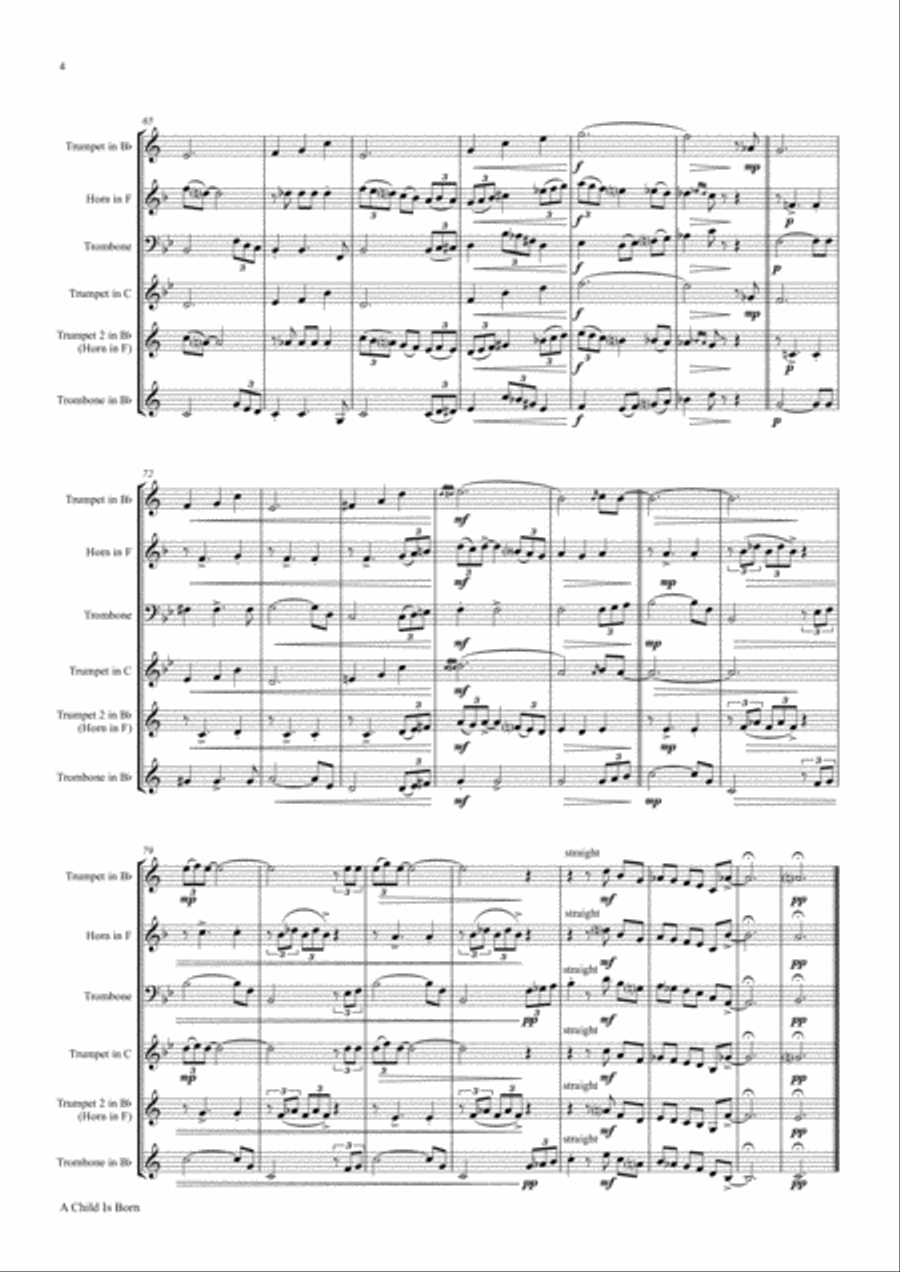 A Child Is Born Euphonium scores gallery preview page 4