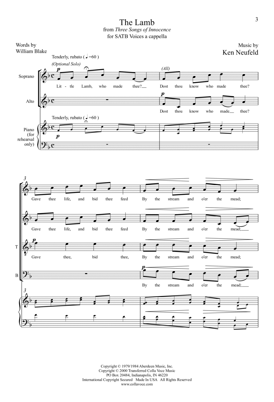 The Lamb The Lamb 4-Part scores gallery preview page 1
