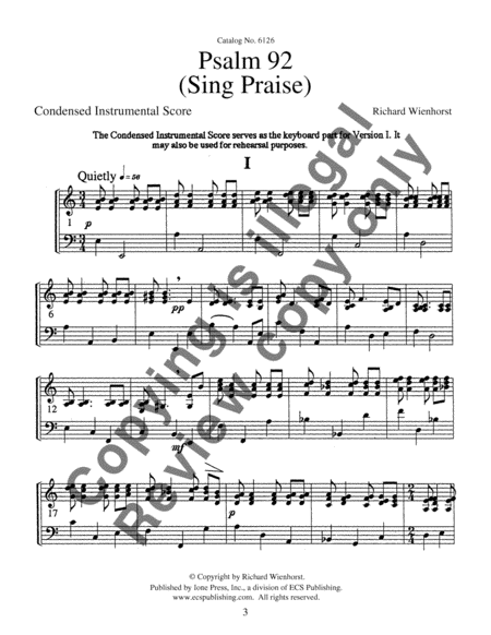 Psalm 92 (Condensed Instrumental Score)
