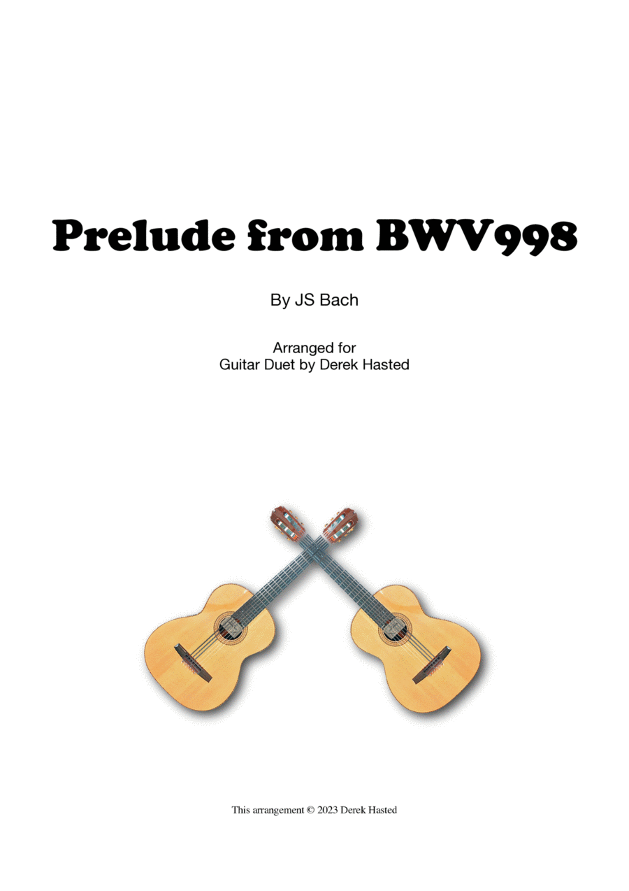 Prelude from Bach BWV998 for 2 guitars Classical Guitar scores gallery preview page 1
