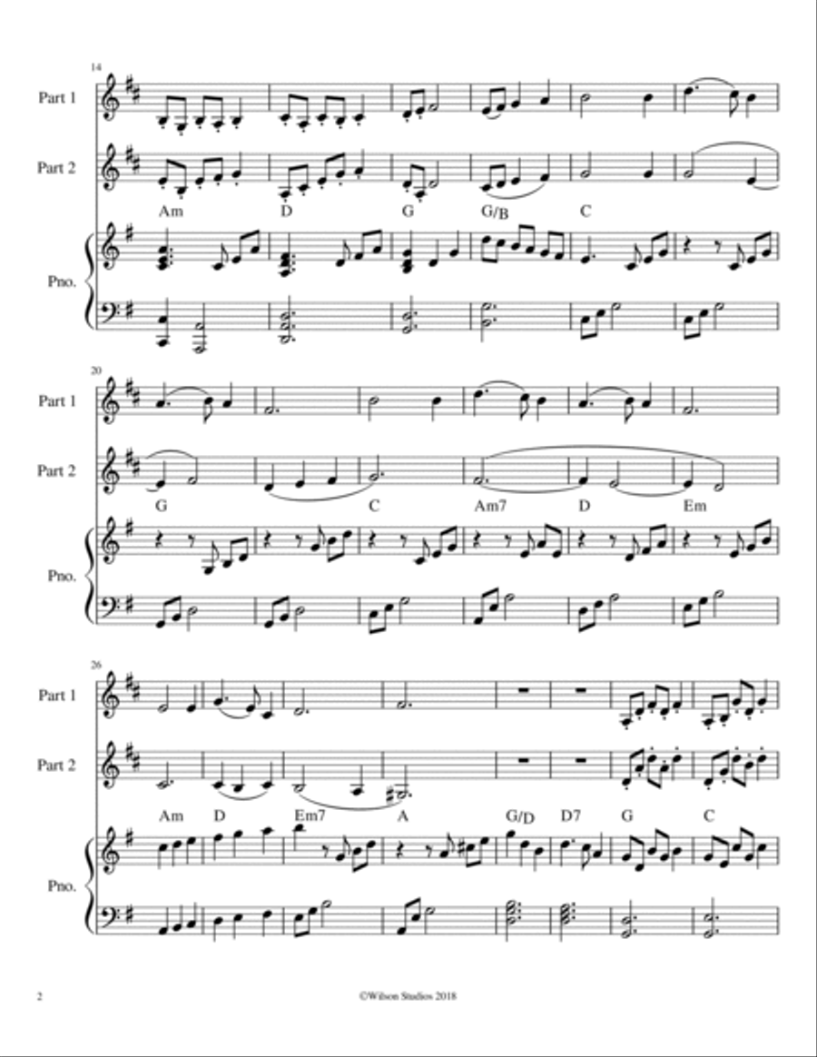 Silent Night--duet for F horn Brass Duet scores gallery preview page 2