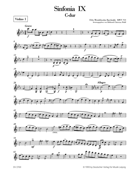 Sinfonia IX in C minor / C major MWV N 9