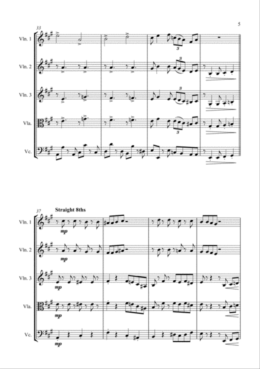 Country Garden - A Jazz Arrangement - for String Quartet String Quartet scores gallery preview page 5