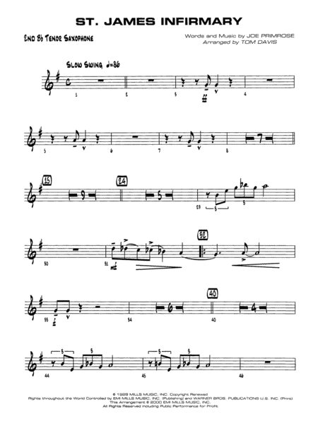 St. James Infirmary: 2nd B-flat Tenor Saxophone