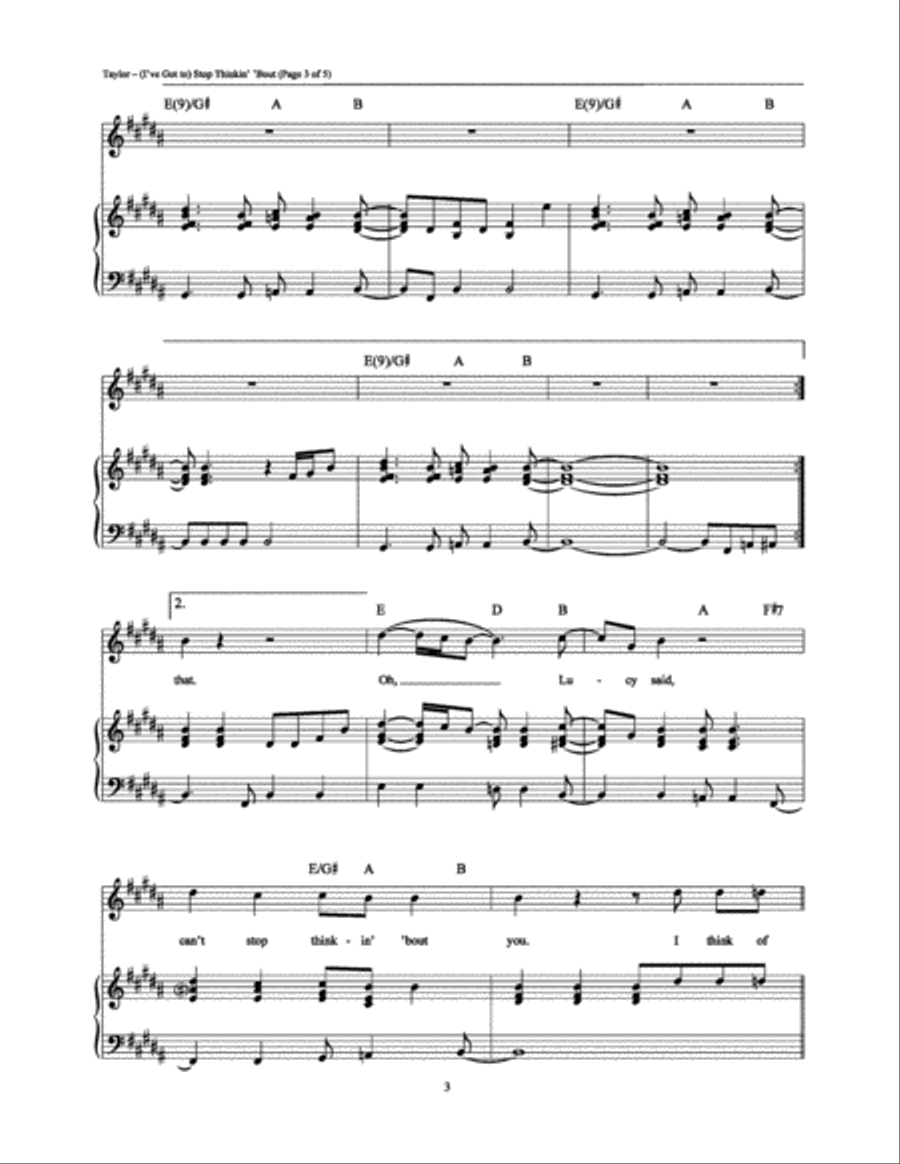 (I've Got To) Stop Thinkin' 'Bout Piano, Vocal, Guitar scores gallery preview page 3