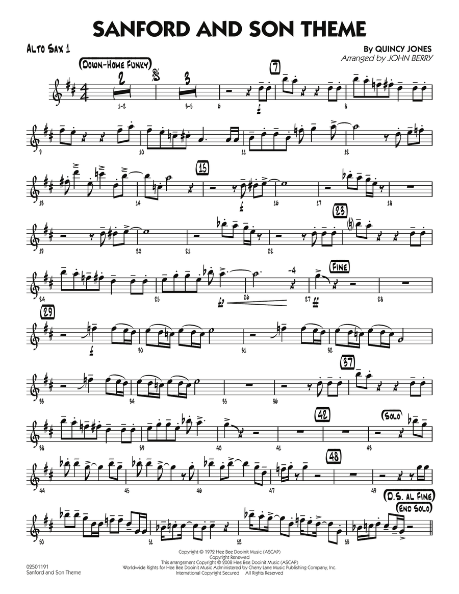 Sanford and Son Theme - Alto Sax 1 Jazz Ensemble scores gallery preview page 1