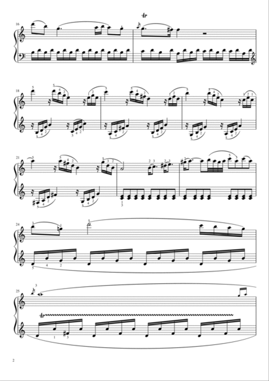 Sonata No. 16 - 1st Movement - K. 545 - Mozart - With Finger Piano Solo scores gallery preview page 2
