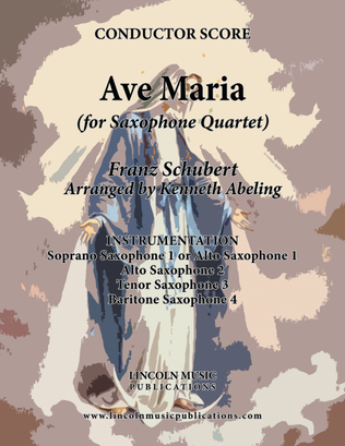 Book cover for Ave Maria (for Saxophone Quartet SATB or AATB)