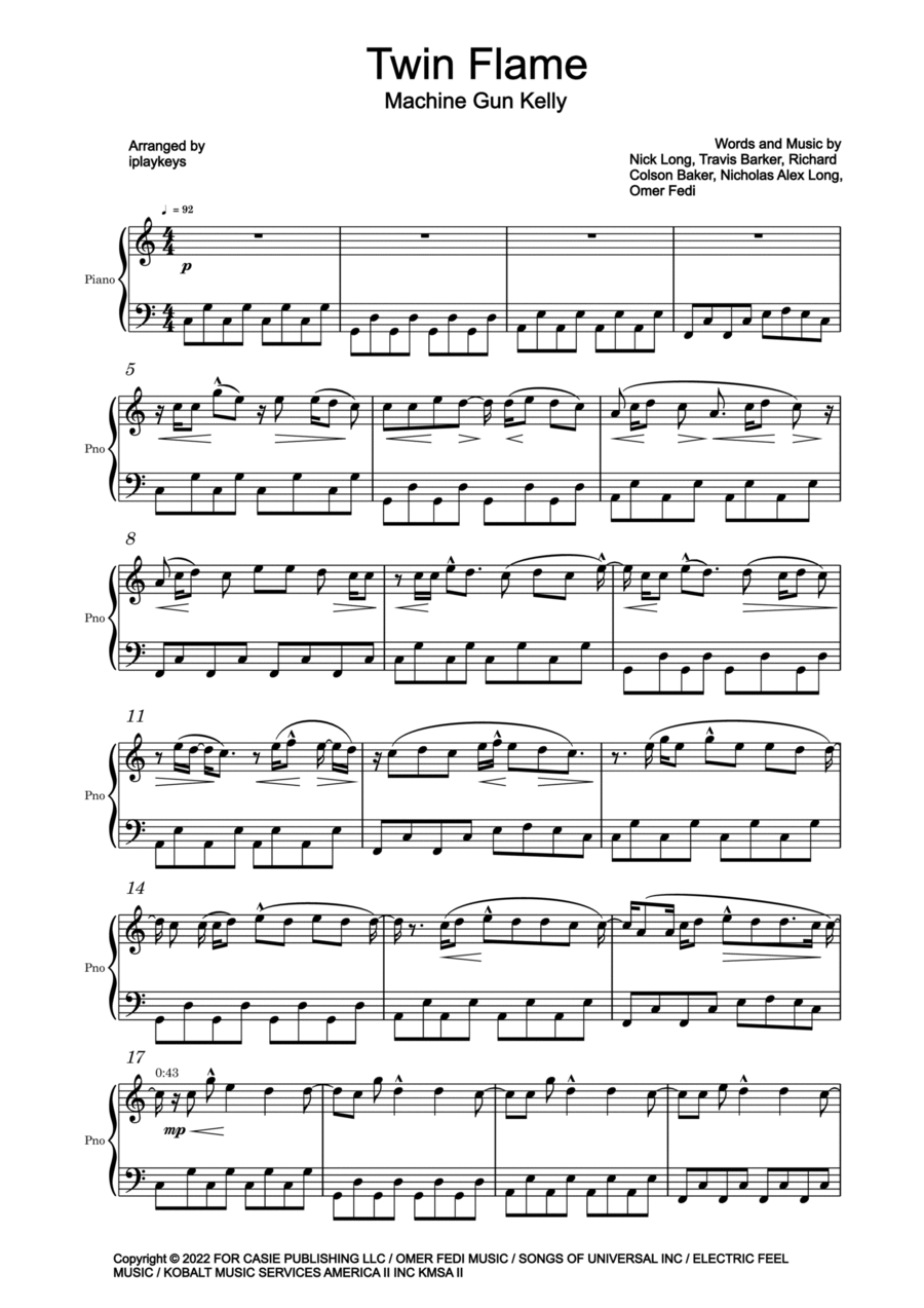 Twin Flame Piano Solo scores gallery preview page 1
