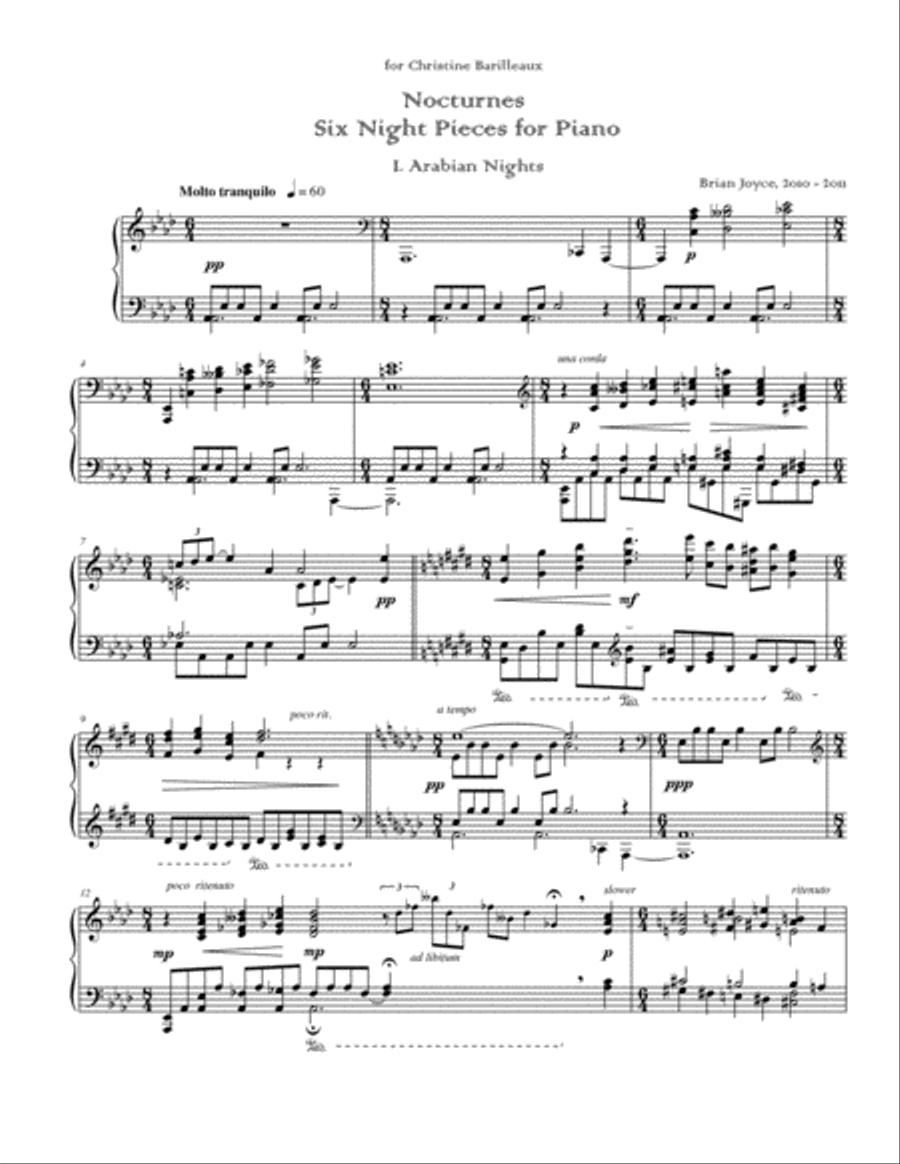 Nocturnes: Six Night Pieces for Piano Piano Solo scores gallery preview page 1