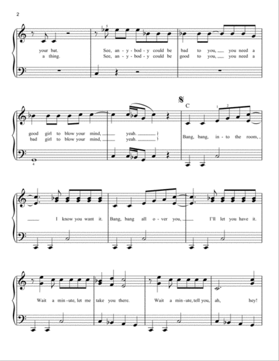 Bang Bang Easy Piano scores gallery preview page 2