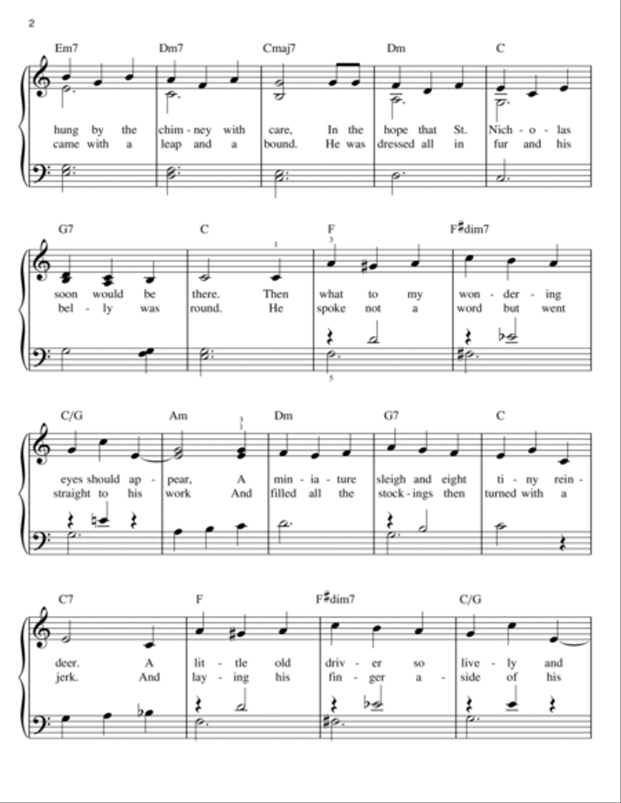 The Night Before Christmas Song Easy Piano scores gallery preview page 2