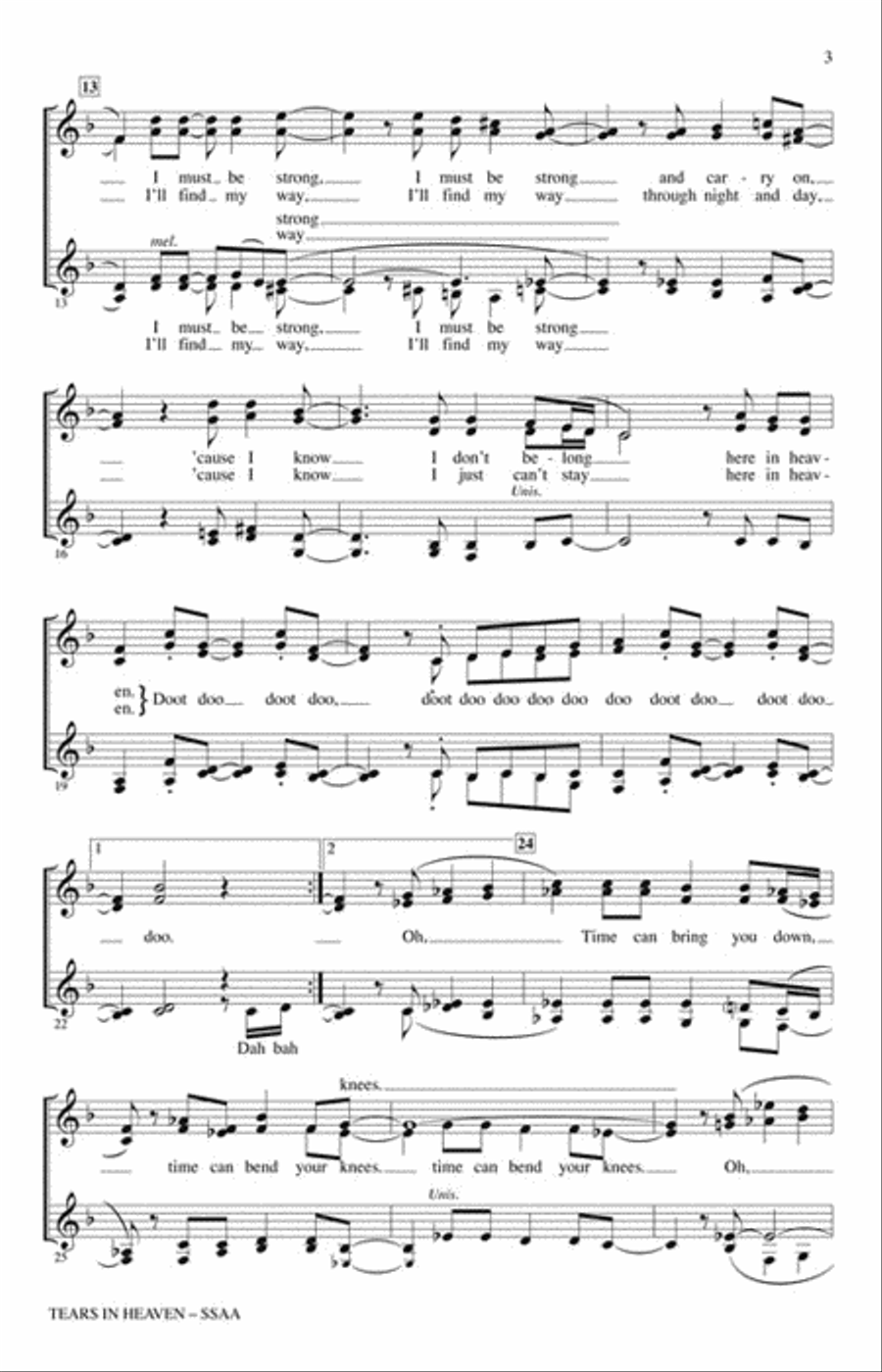 Tears in Heaven SSAA scores gallery preview page 3