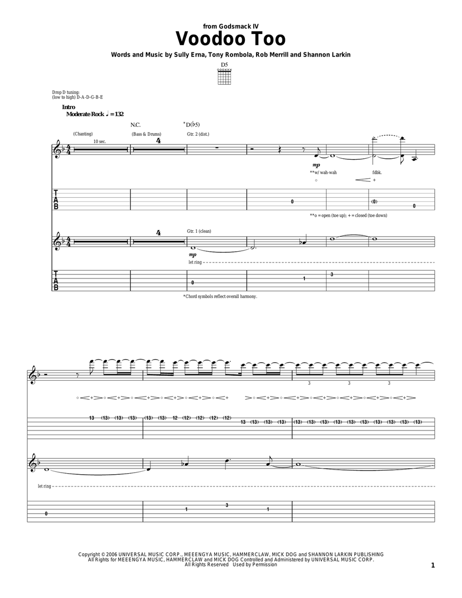 Voodoo Too Acoustic Guitar scores gallery preview page 1