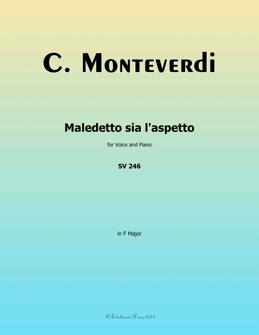 Maledetto sia l'aspetto, by Monteverdi, in F Major Piano, Vocal scores gallery preview page 1