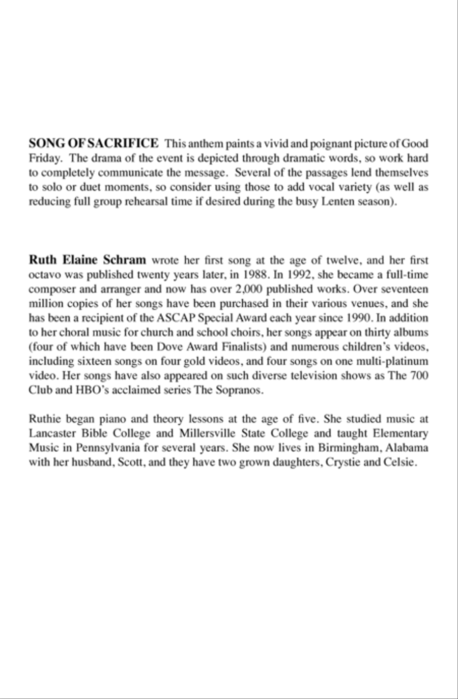 Song of Sacrifice 4-Part scores gallery preview page 2