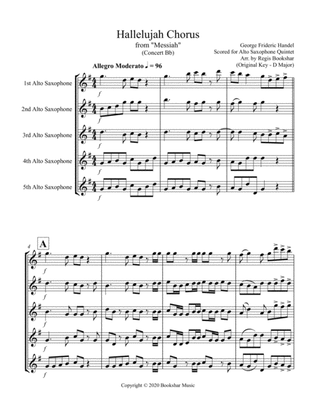 Hallelujah (from "Messiah") (Bb) (Alto Saxophone Quintet)