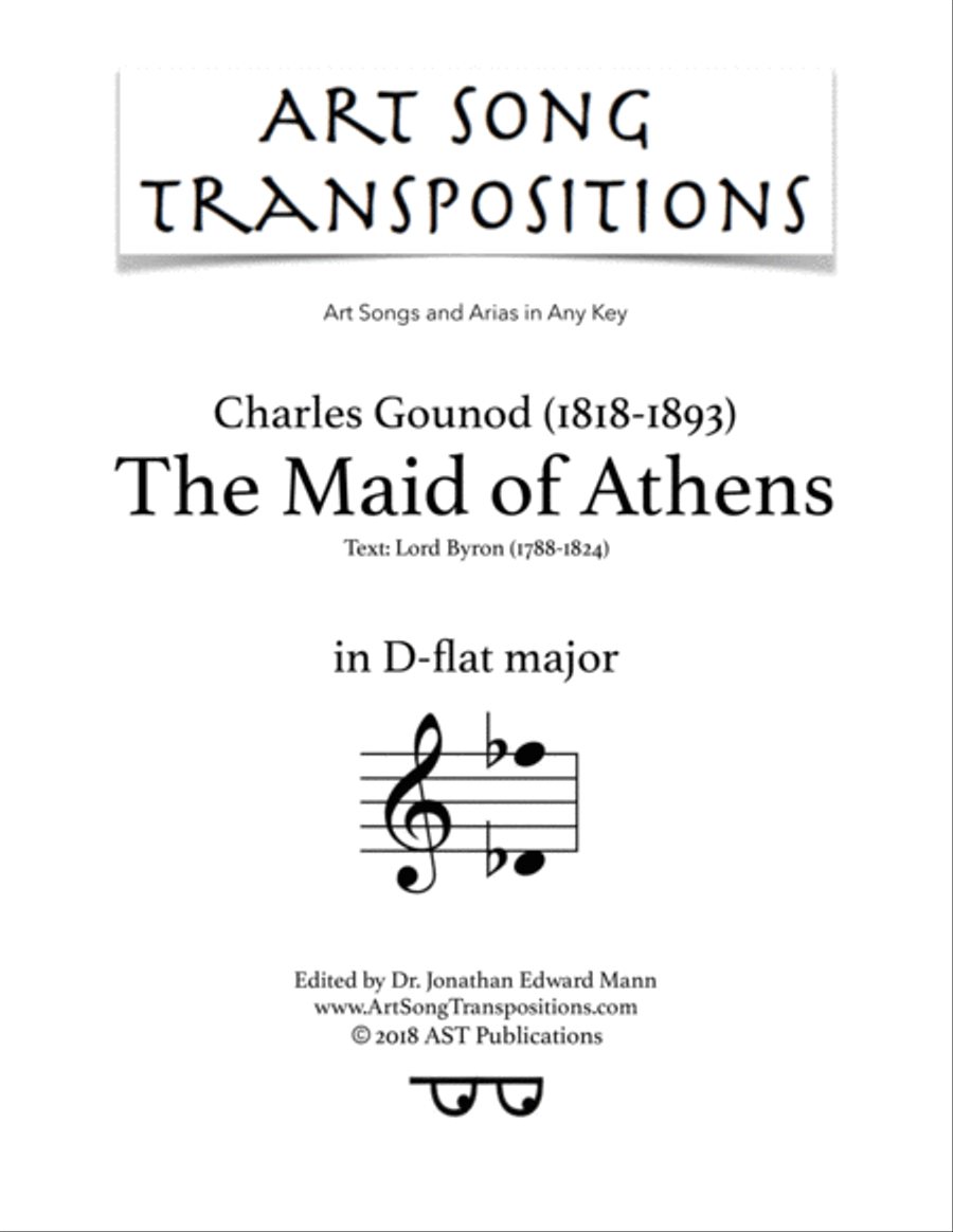 GOUNOD: The Maid of Athens (transposed to D-flat major) Voice scores gallery preview page 1