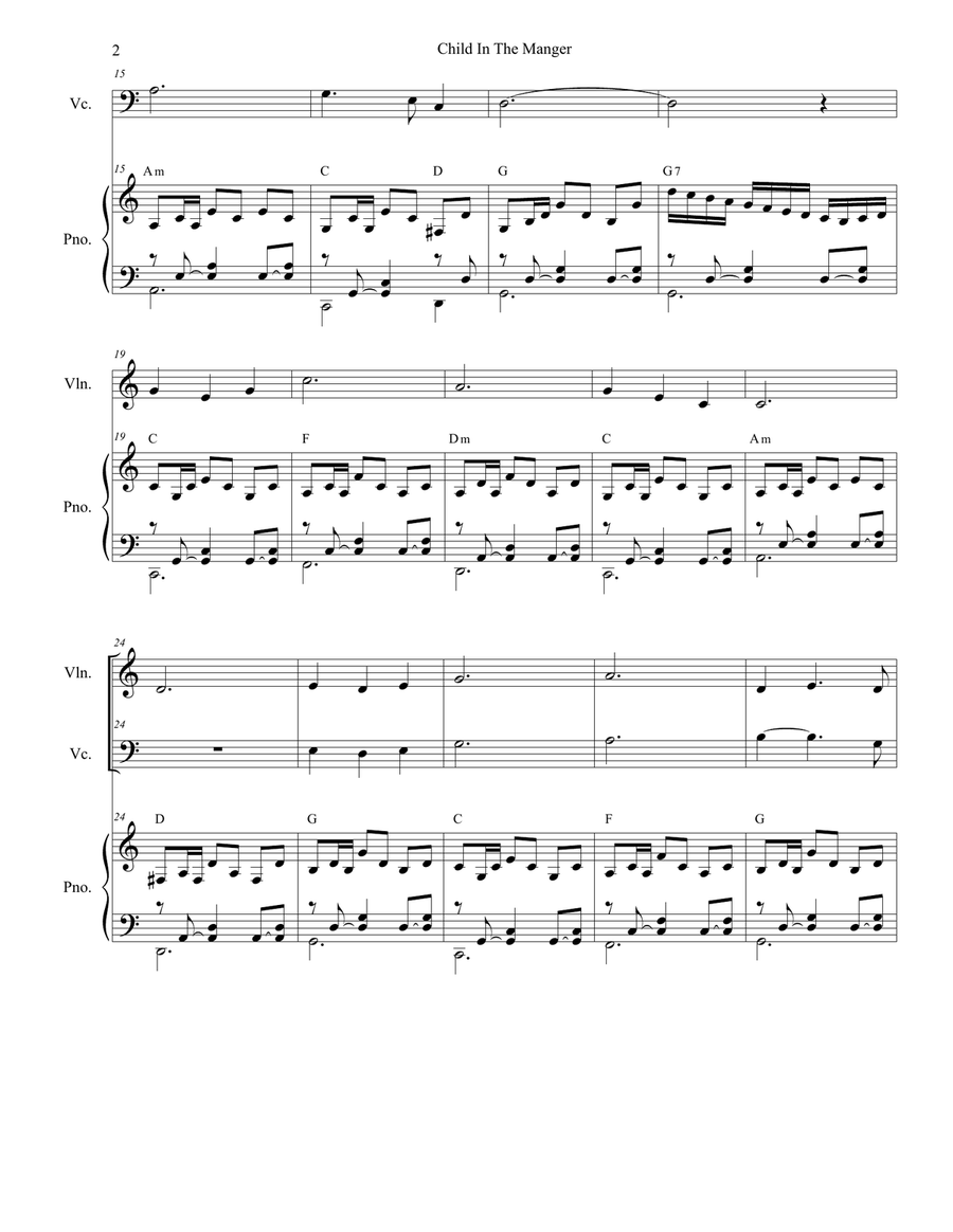Child In The Manger (Duet for Violin and Cello) Piano Trio scores gallery preview page 3