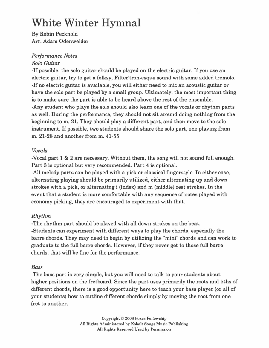 White Winter Hymnal Guitar Ensemble scores gallery preview page 1
