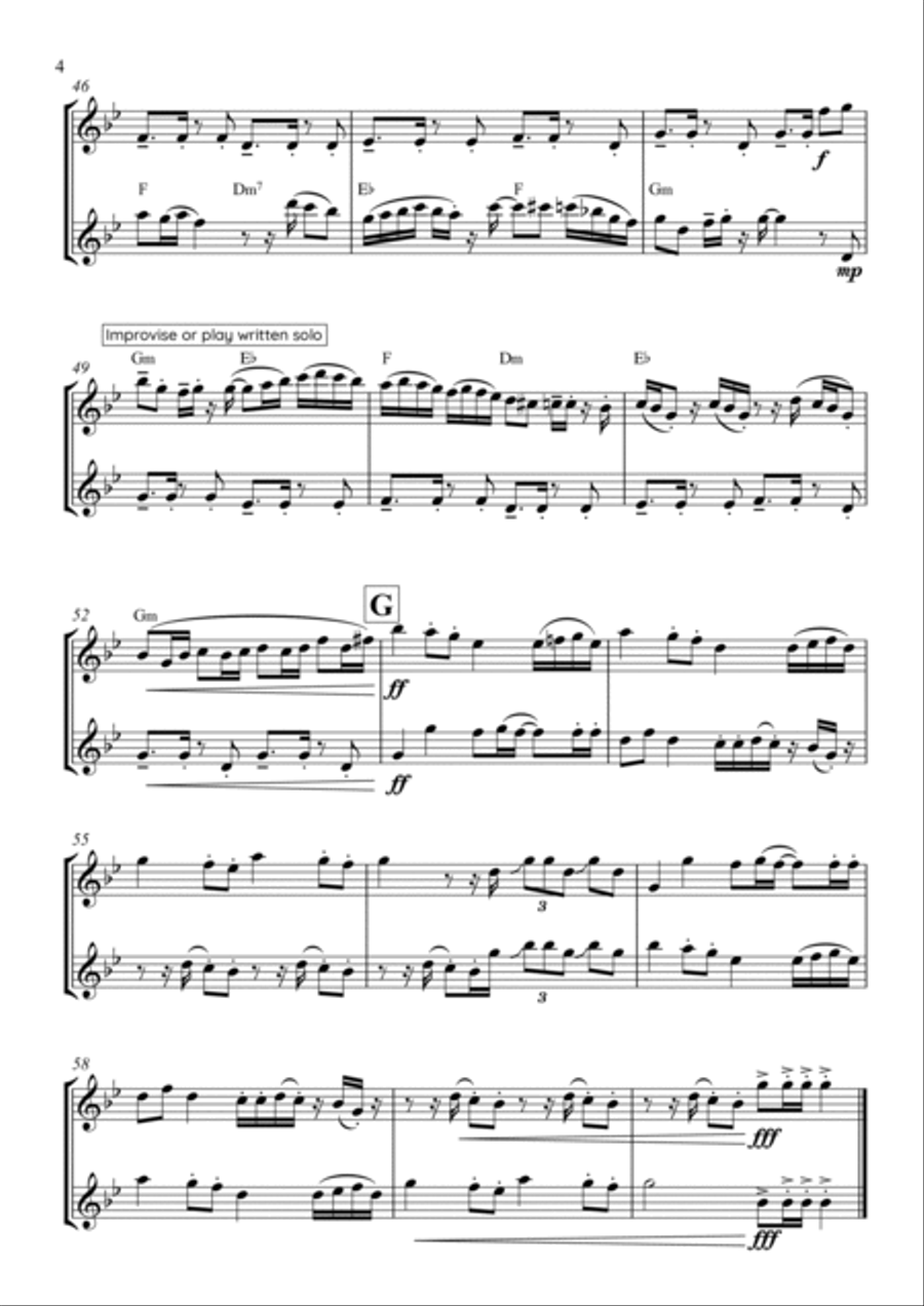 Hips Don't Lie Woodwind Duet scores gallery preview page 4