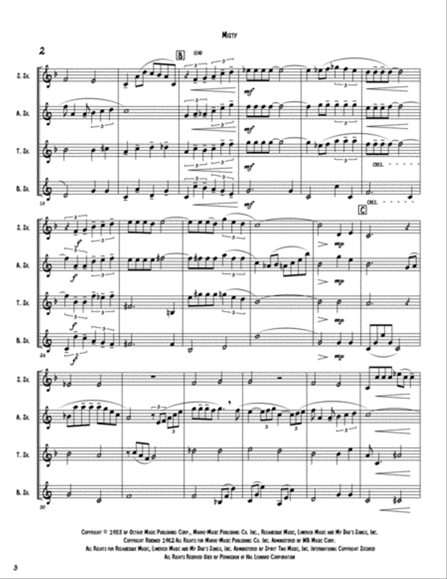 Misty Woodwind Quartet scores gallery preview page 3