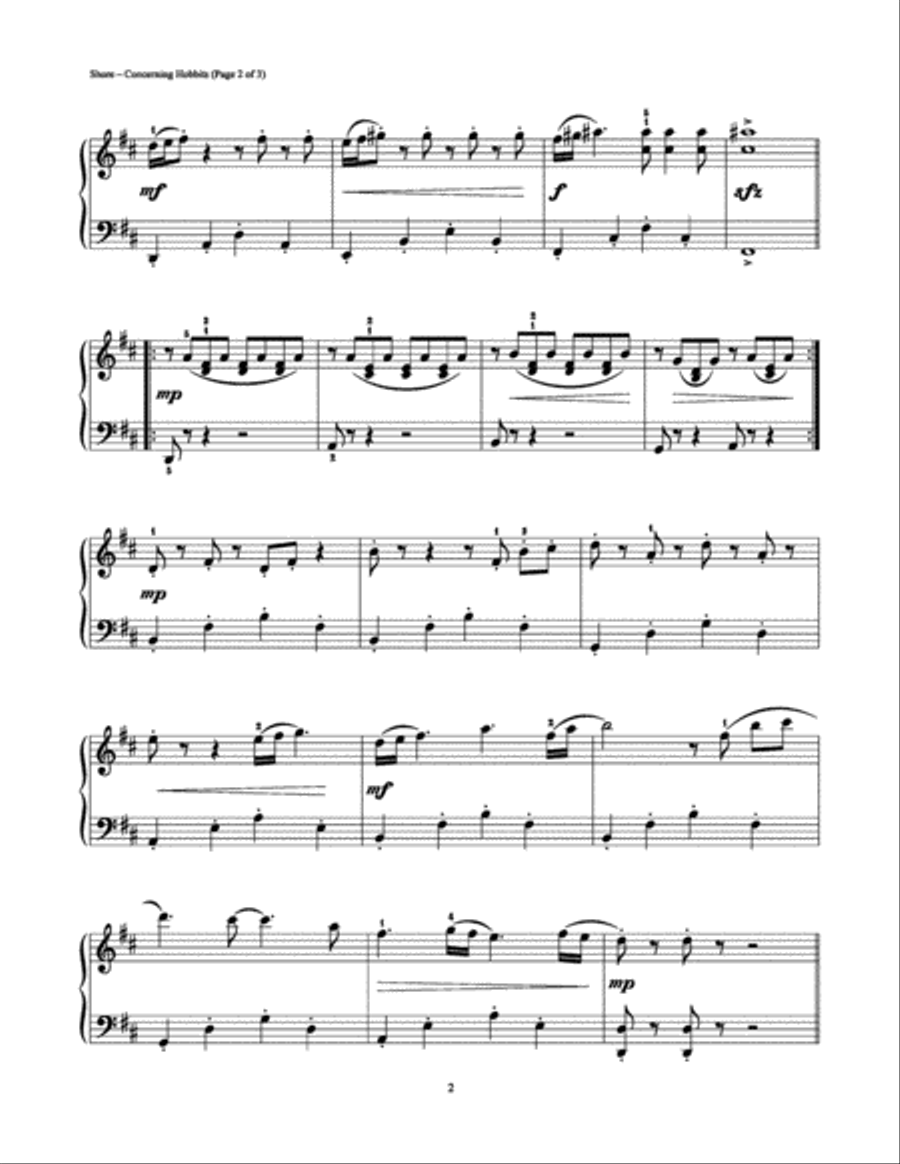 Concerning Hobbits Easy Piano scores gallery preview page 2