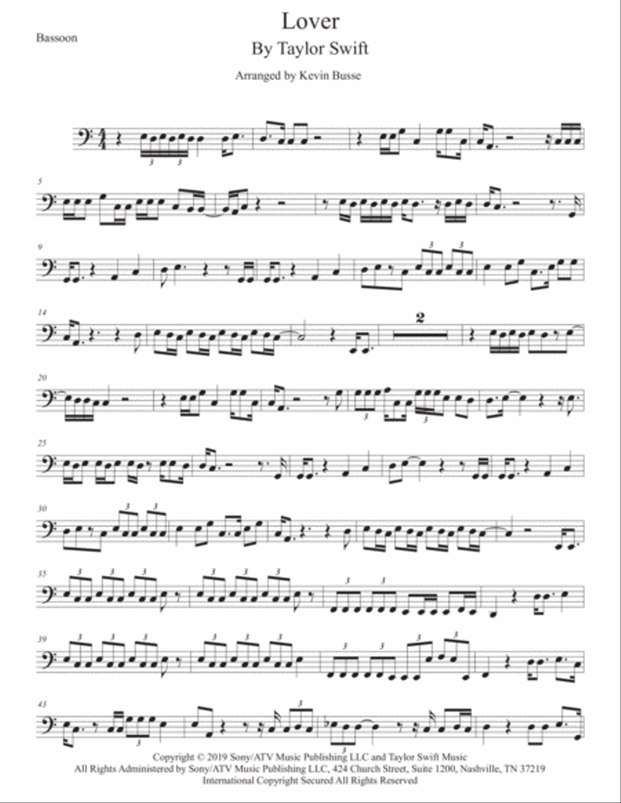 Lover Lover Bassoon Solo scores gallery preview page 1