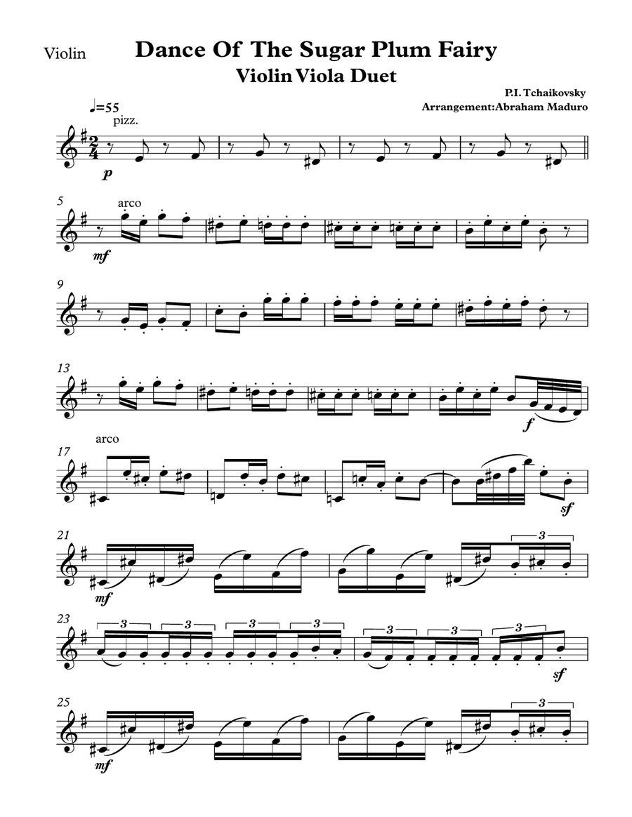 Dance of the Sugar Plum Fairy from The Nutcracker-Violin Viola Duet String Duet scores gallery preview page 4