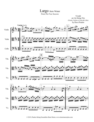 Book cover for Vivaldi Winter (Largo) for String Trio