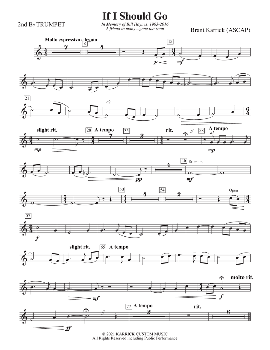 If I Should Go: 2nd B-flat Trumpet