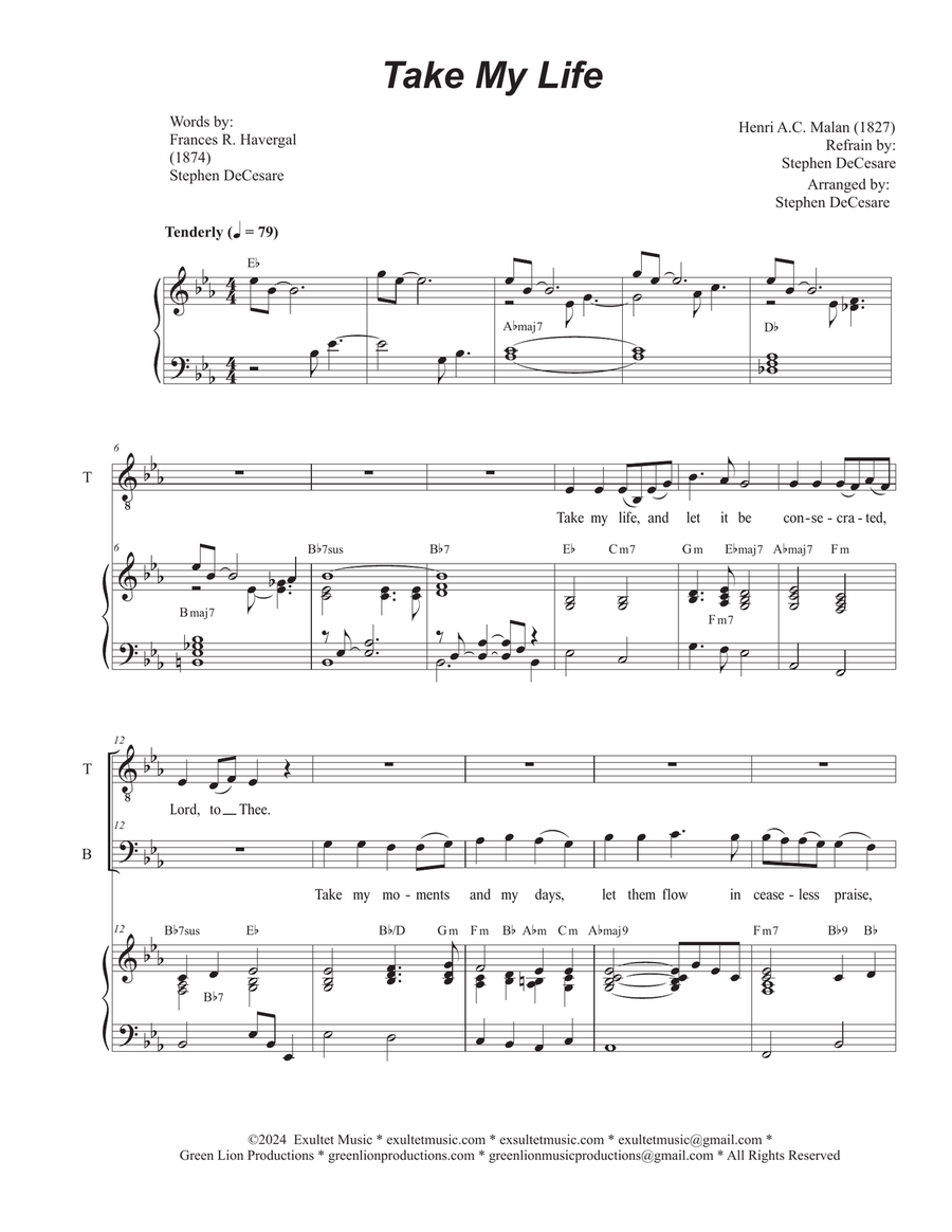 Take My Life (Duet for Tenor and Bass solo)