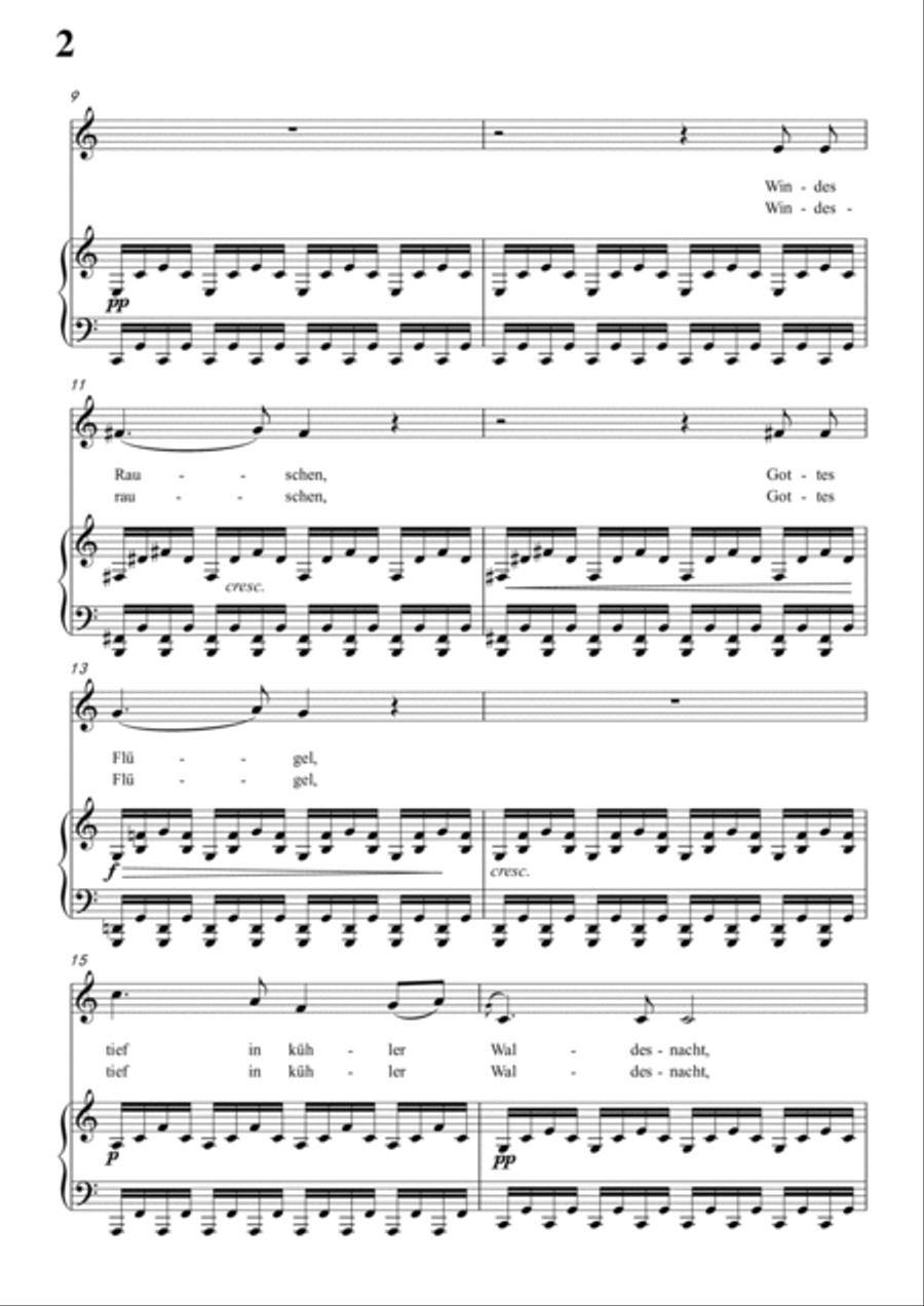 Schubert-Waldes-Nacht in C for Vocal and Piano Voice scores gallery preview page 3