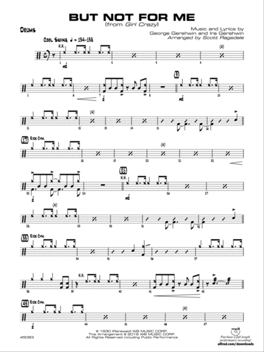 But Not for Me: Drums But Not for Me: Drums Jazz Ensemble scores gallery preview page 1