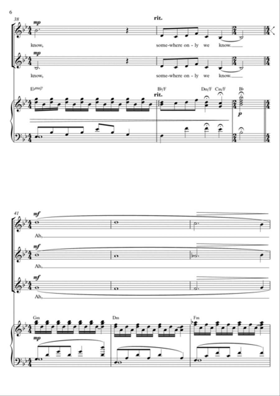 Somewhere Only We Know SSA scores gallery preview page 6