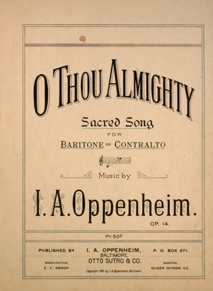 O Thou Almighty. Sacred Song for Baritone or Contralto