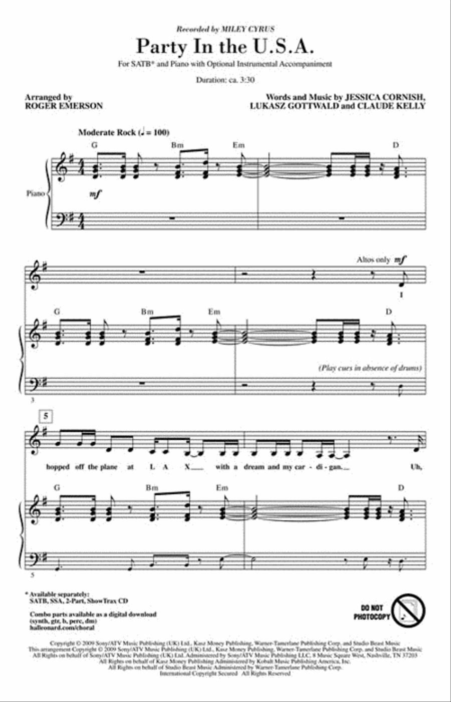 Party in the U.S.A. 4-Part scores gallery preview page 2